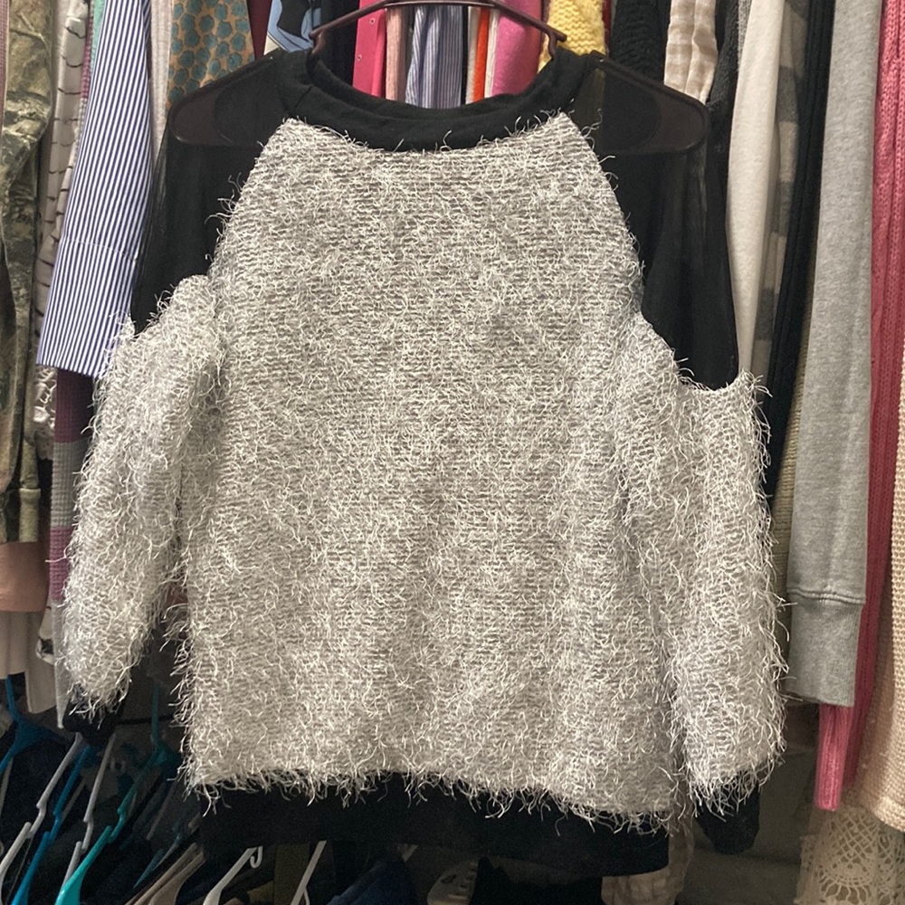 NWOT Black eyelash mesh sweater top